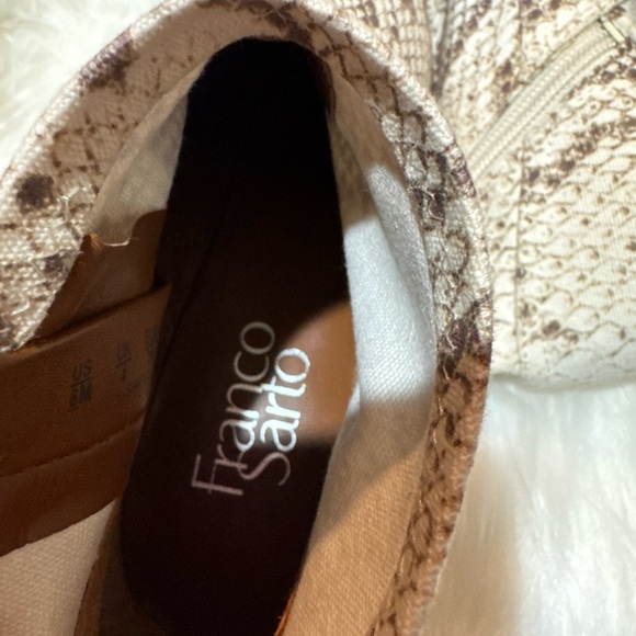 Franco Sarto Brown and Cream Ankle Booties with Snakeskin Pattern - Picture 8 of 9
